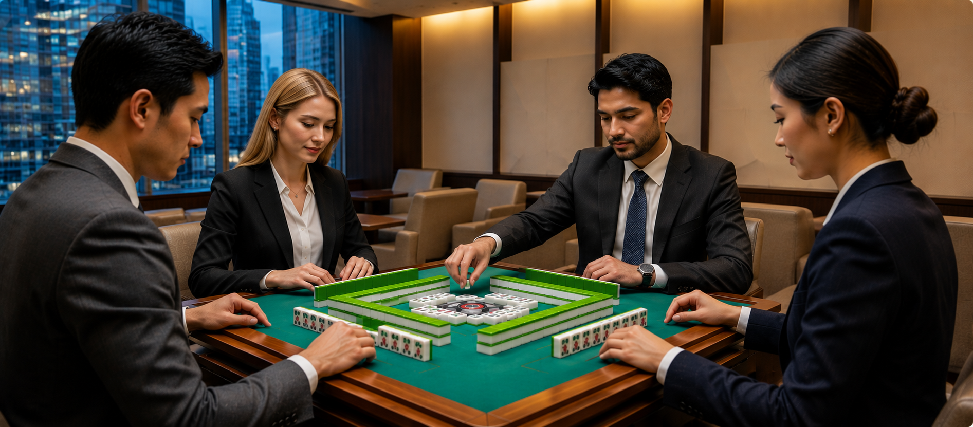Friends casually playing Mahjong together